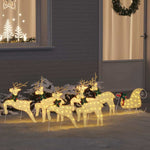 Versatile LED Reindeers 7 pcs Gold Fabric - Sturdy Frame - Stylish