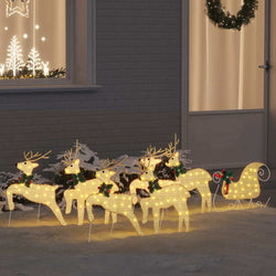 Versatile LED Reindeers 7 pcs Gold Fabric - Sturdy Frame - Stylish