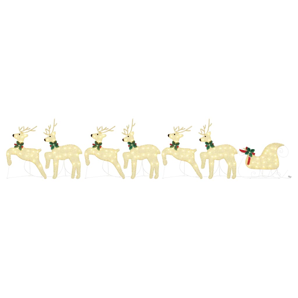 Versatile LED Reindeers 7 pcs Gold Fabric - Sturdy Frame - Stylish