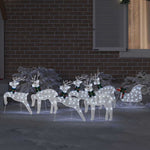 Classic LED Reindeers 7 pcs White Fabric - Space-Saving Style