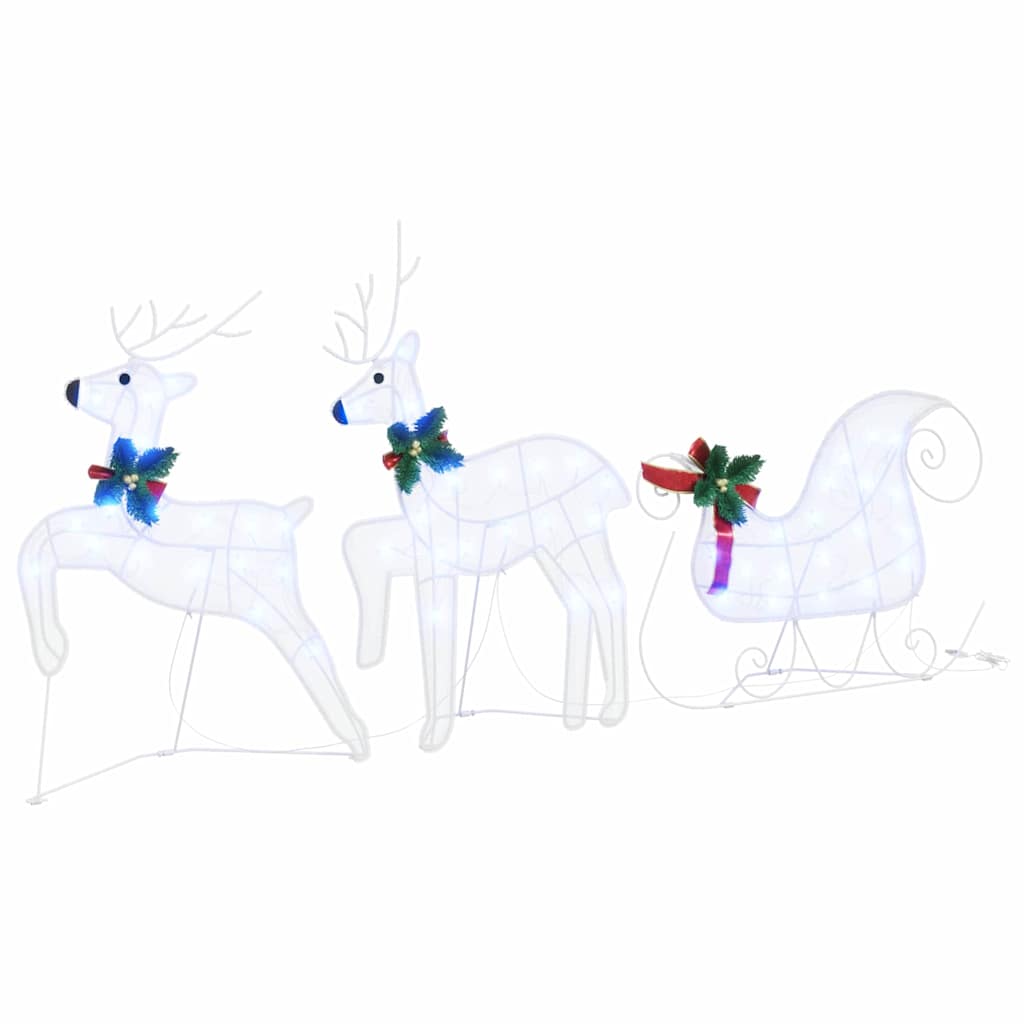 Classic LED Reindeers 7 pcs White Fabric - Space-Saving Style