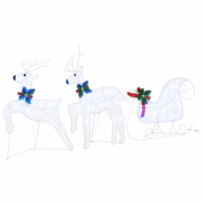 Classic LED Reindeers 7 pcs White Fabric - Space-Saving Style