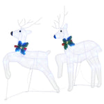 Classic LED Reindeers 7 pcs White Fabric - Space-Saving Style