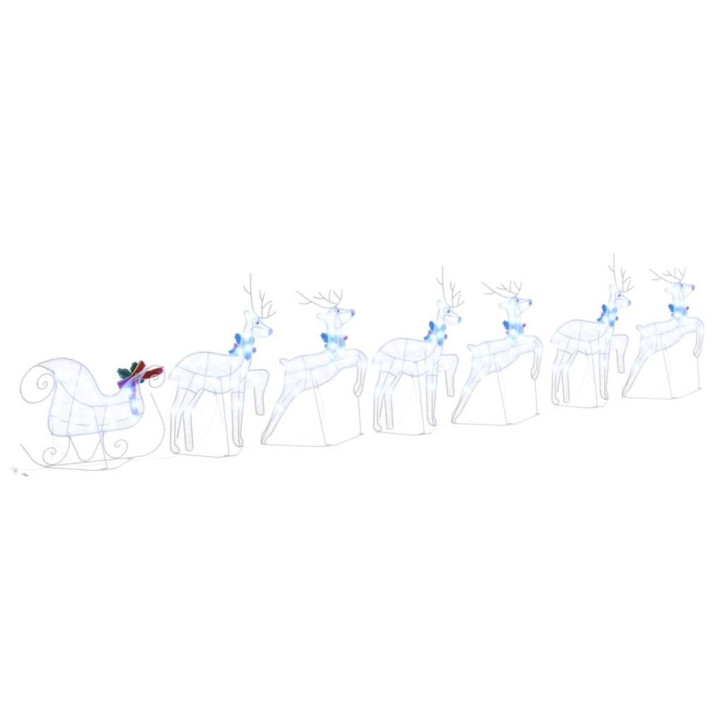 Classic LED Reindeers 7 pcs White Fabric - Space-Saving Style