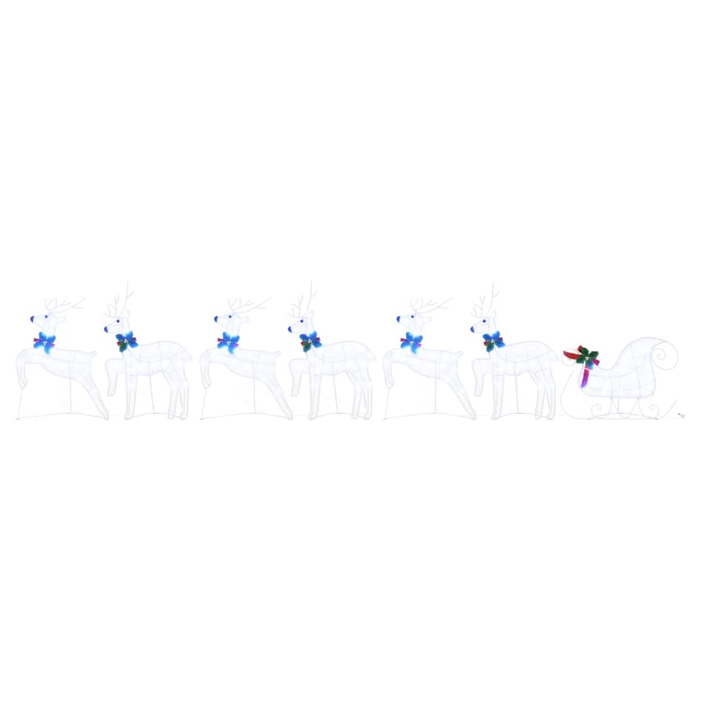 Classic LED Reindeers 7 pcs White Fabric - Space-Saving Style