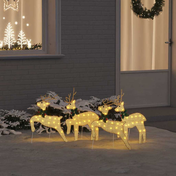  Elegant LED Reindeers 4 pcs Gold Fabric - Home Dacor Essential