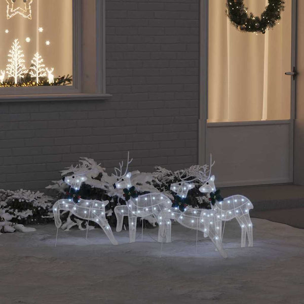  Premium LED Reindeers 4 pcs White Fabric - Durable Construction