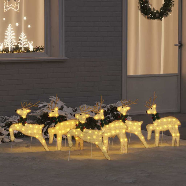  Stylish LED Reindeers 6 pcs Gold Fabric - Designer Finish - Stylish