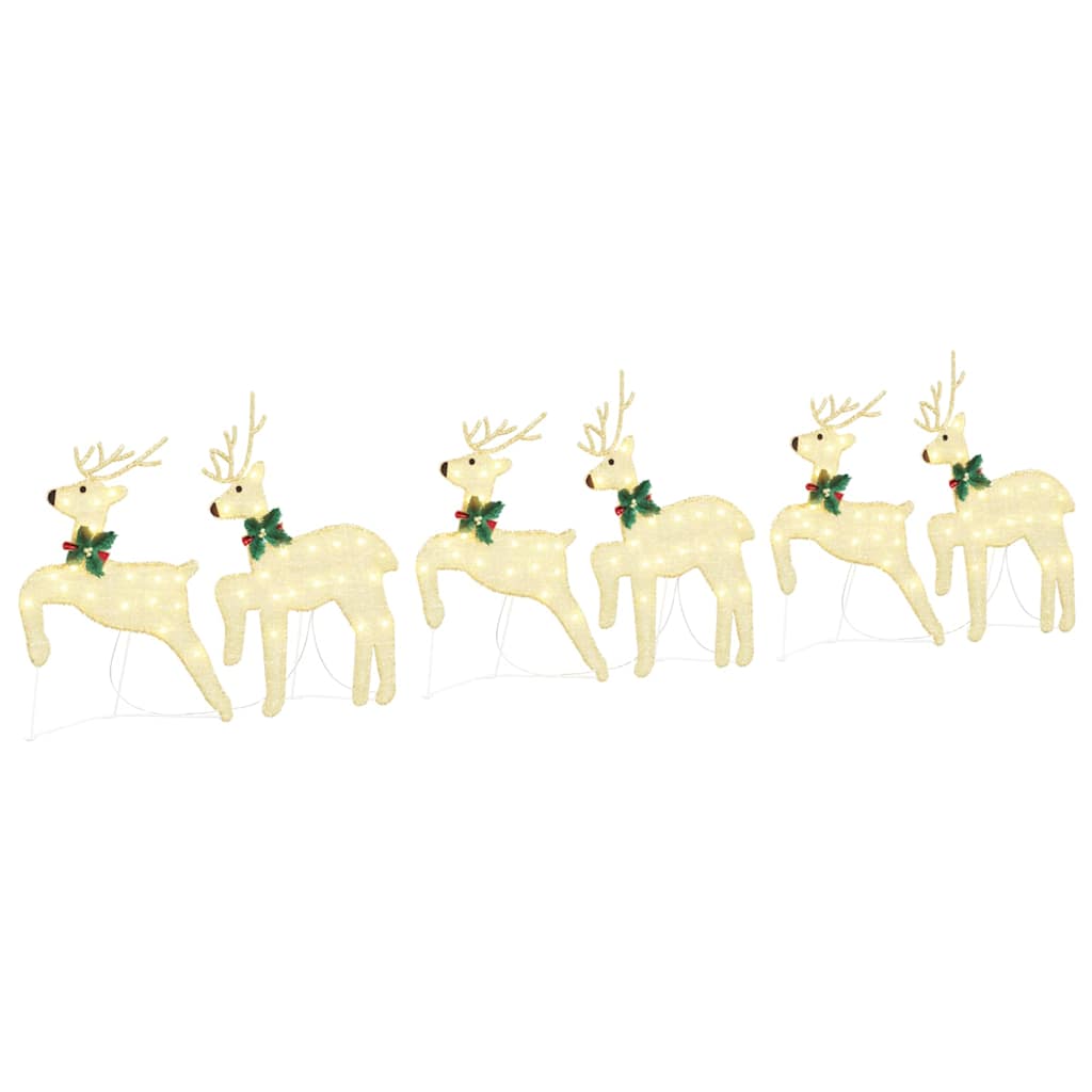 Stylish LED Reindeers 6 pcs Gold Fabric - Designer Finish - Stylish