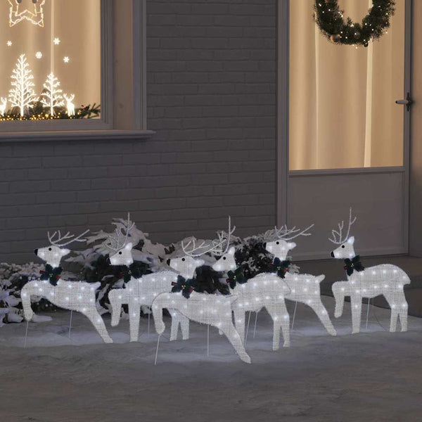 Compact LED Reindeers 6 pcs Silver Fabric - Comfortable Design