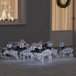 Minimalist LED Reindeers 6 pcs White Fabric - Designer Finish