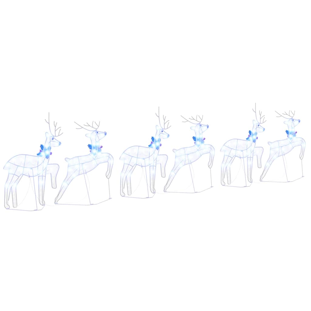 Minimalist LED Reindeers 6 pcs White Fabric - Designer Finish