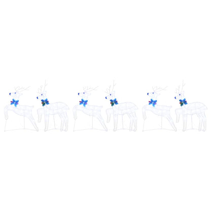 Minimalist LED Reindeers 6 pcs White Fabric - Designer Finish