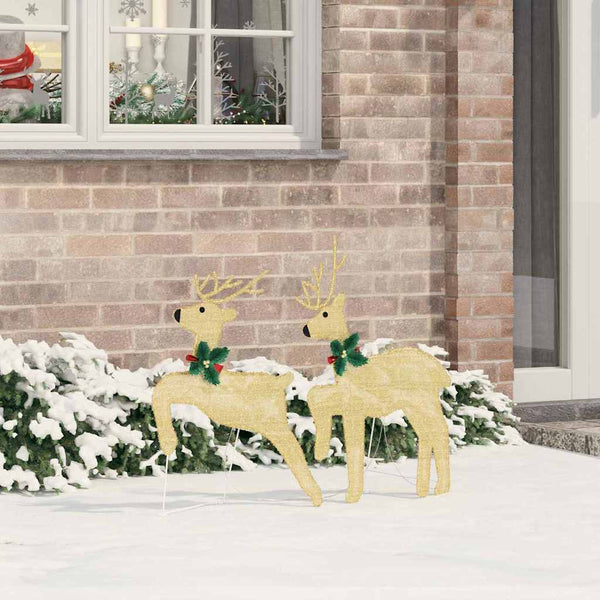  Cozy LED Reindeers 2 pcs Warm White Fabric - High Quality Build