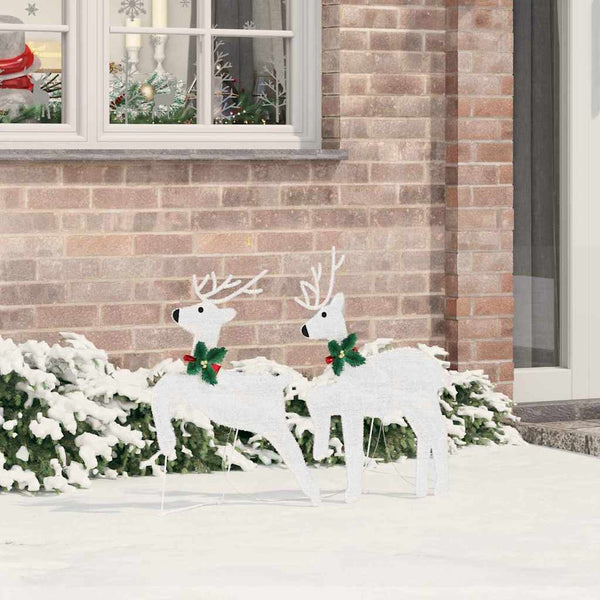  Premium LED Reindeers 2 pcs Cold White Fabric - High Quality Build