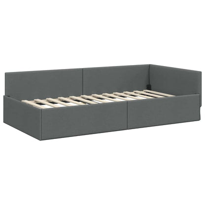 Contemporary Corner Bed Frame with Headboard Dark grey - Premium