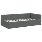 Contemporary Corner Bed Frame with Headboard Dark grey - Premium