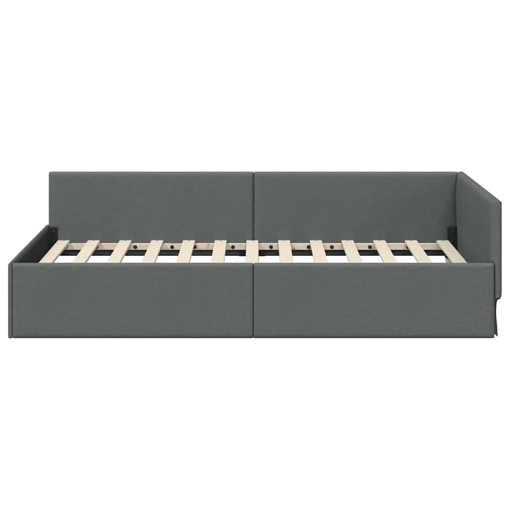 Contemporary Corner Bed Frame with Headboard Dark grey - Premium
