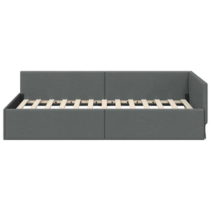 Contemporary Corner Bed Frame with Headboard Dark grey - Premium