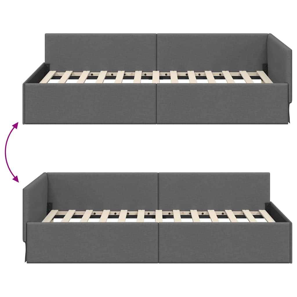 Contemporary Corner Bed Frame with Headboard Dark grey - Premium