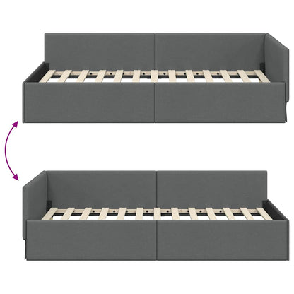 Contemporary Corner Bed Frame with Headboard Dark grey - Premium