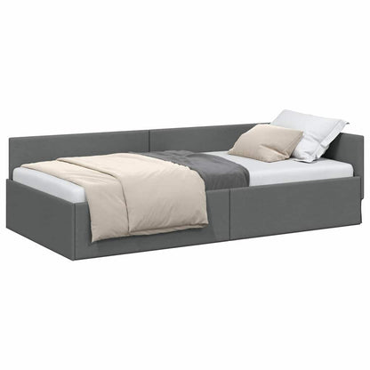 Contemporary Corner Bed Frame with Headboard Dark grey - Premium