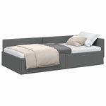 Contemporary Corner Bed Frame with Headboard Dark grey - Premium