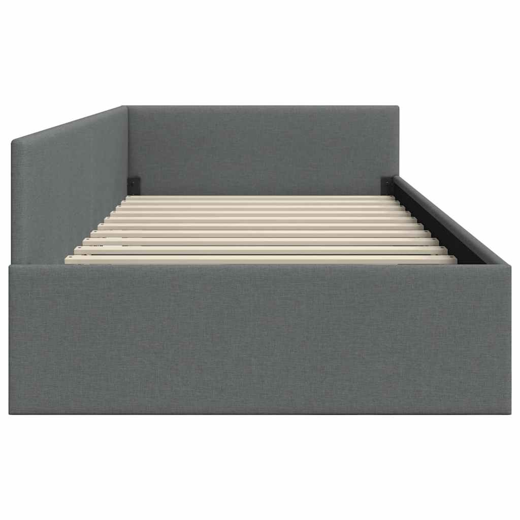 Contemporary Corner Bed Frame with Headboard Dark grey - Premium