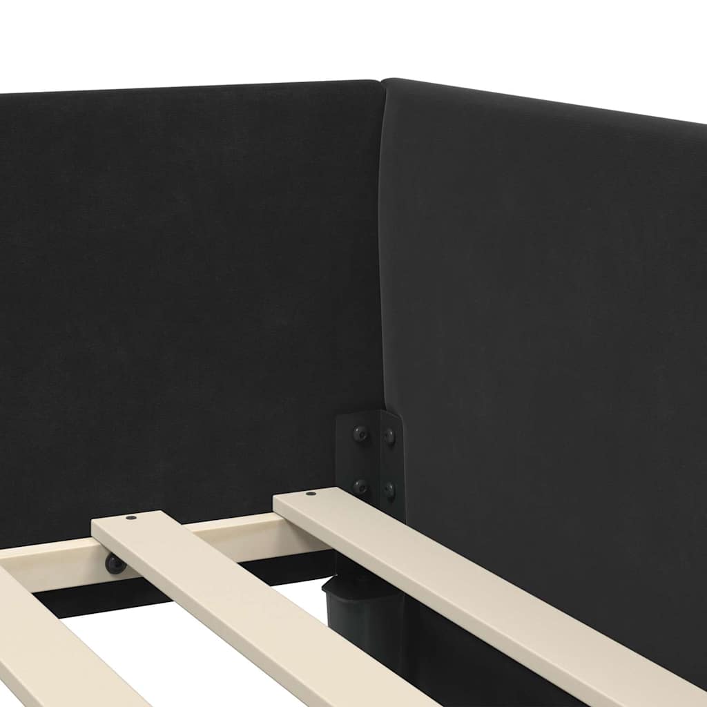 Cozy Corner Bed Frame Black Velvet and Engineered wood - Sleek Modern