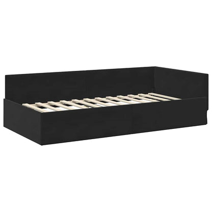 Cozy Corner Bed Frame Black Velvet and Engineered wood - Sleek Modern
