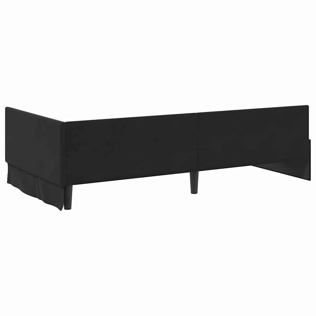 Cozy Corner Bed Frame Black Velvet and Engineered wood - Sleek Modern