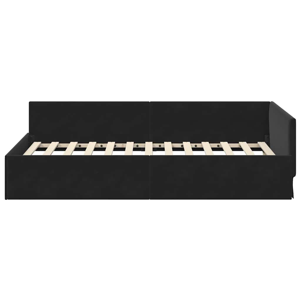 Cozy Corner Bed Frame Black Velvet and Engineered wood - Sleek Modern