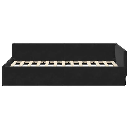 Cozy Corner Bed Frame Black Velvet and Engineered wood - Sleek Modern