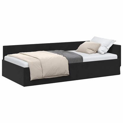 Cozy Corner Bed Frame Black Velvet and Engineered wood - Sleek Modern