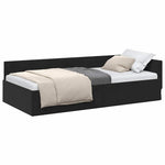 Cozy Corner Bed Frame Black Velvet and Engineered wood - Sleek Modern