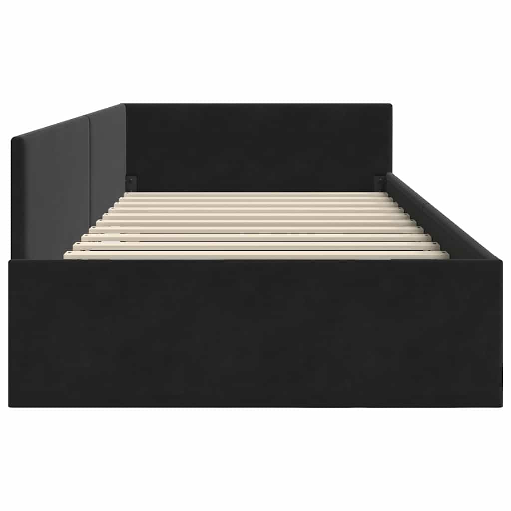 Cozy Corner Bed Frame Black Velvet and Engineered wood - Sleek Modern