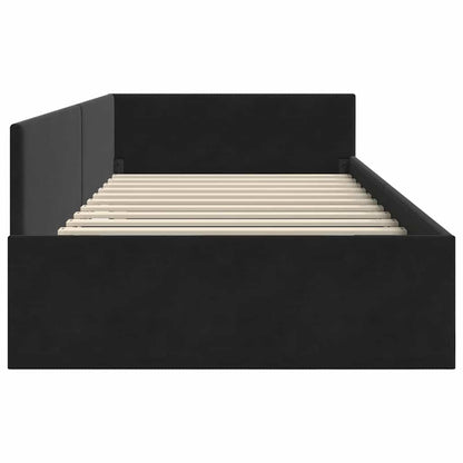 Cozy Corner Bed Frame Black Velvet and Engineered wood - Sleek Modern