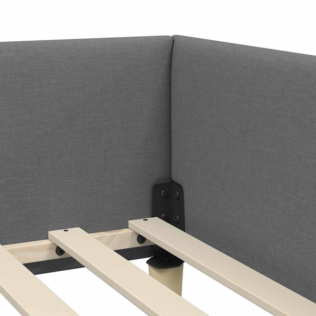 Modern Corner Bed Frame with Headboard Dark grey Fabric - Soft
