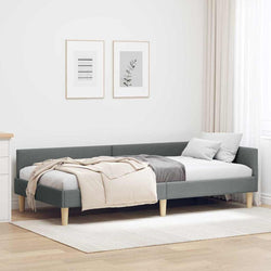 Modern Corner Bed Frame with Headboard Dark grey Fabric - Soft