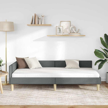 Modern Corner Bed Frame with Headboard Dark grey Fabric - Soft