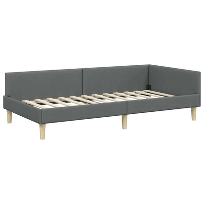 Modern Corner Bed Frame with Headboard Dark grey Fabric - Soft