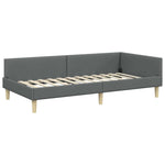 Modern Corner Bed Frame with Headboard Dark grey Fabric - Soft