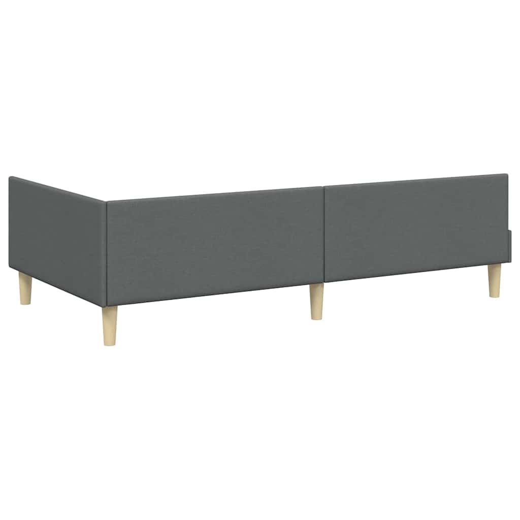 Modern Corner Bed Frame with Headboard Dark grey Fabric - Soft