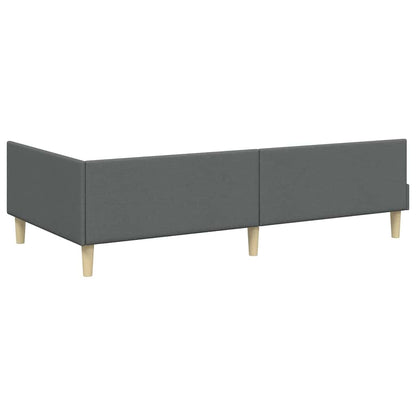 Modern Corner Bed Frame with Headboard Dark grey Fabric - Soft