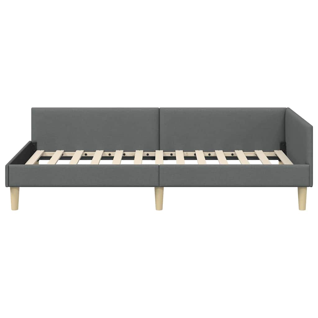 Modern Corner Bed Frame with Headboard Dark grey Fabric - Soft