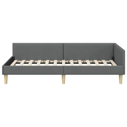 Modern Corner Bed Frame with Headboard Dark grey Fabric - Soft