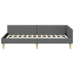 Modern Corner Bed Frame with Headboard Dark grey Fabric - Soft