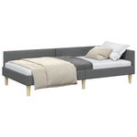 Modern Corner Bed Frame with Headboard Dark grey Fabric - Soft