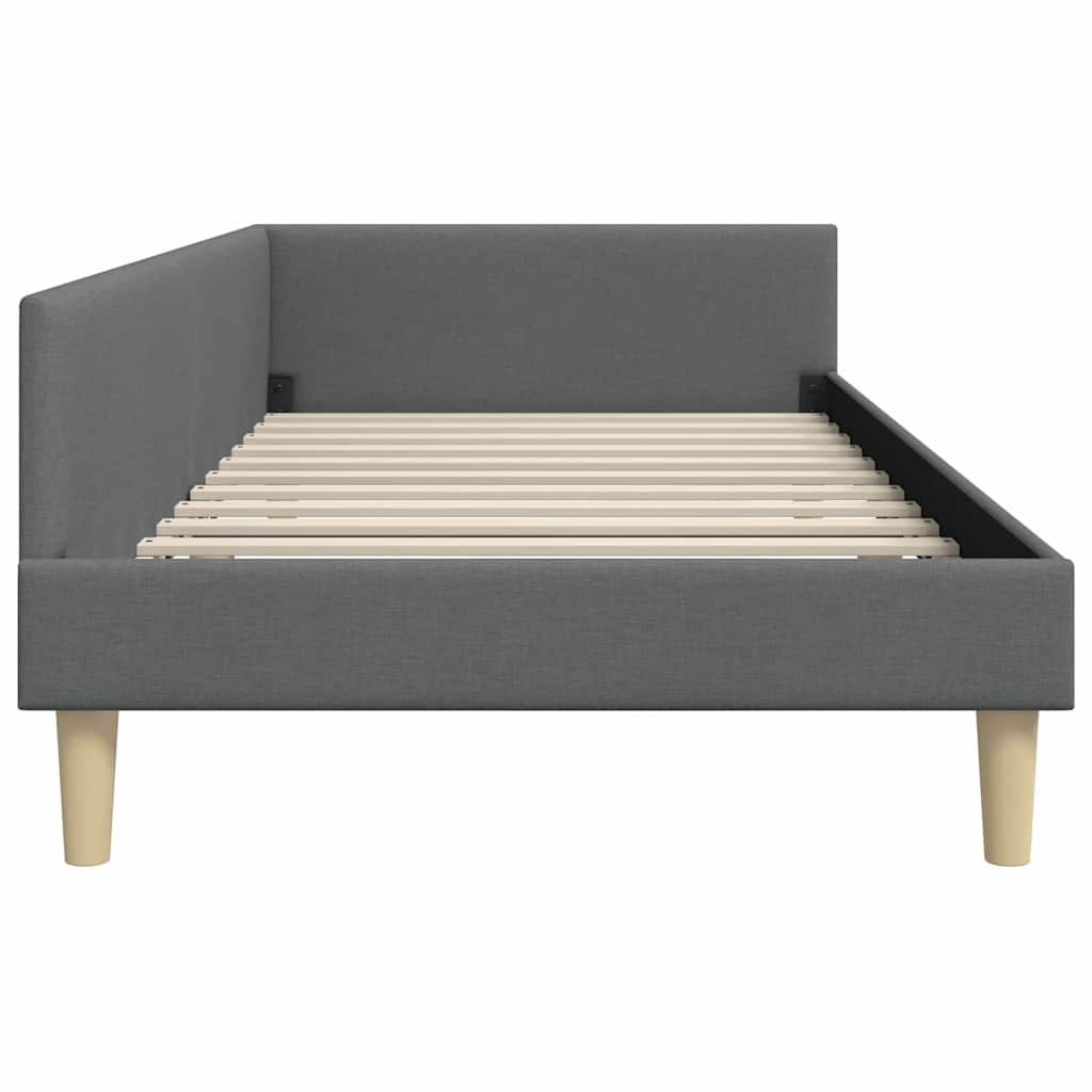 Modern Corner Bed Frame with Headboard Dark grey Fabric - Soft