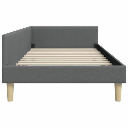Modern Corner Bed Frame with Headboard Dark grey Fabric - Soft